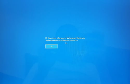 Managed Windows 10 Acknowledgement screen