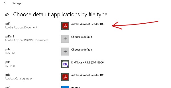 Selecting default application