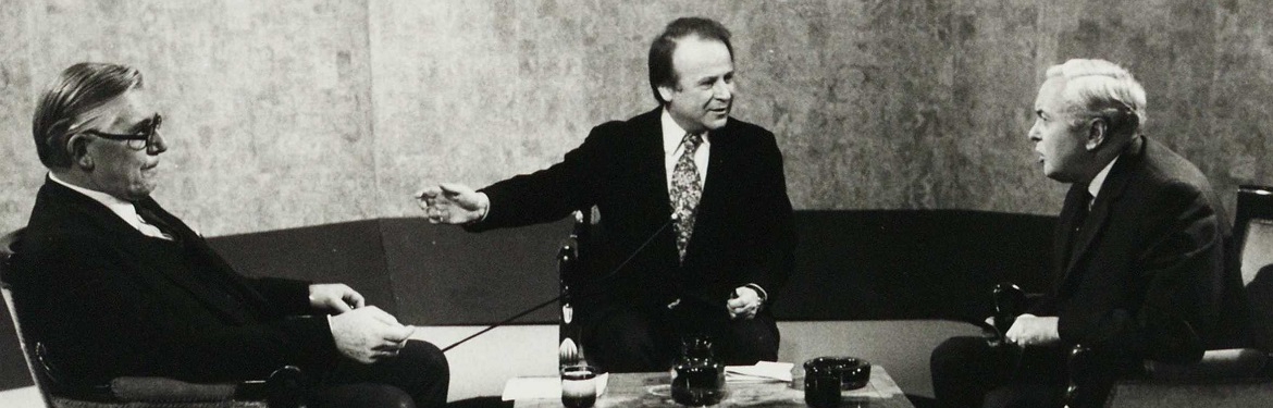 Richard Crossman and Harold Wilson in a television studio
