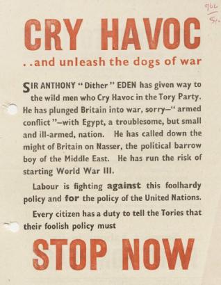 Labour Party leaflet on the Suez Crisis, 1956