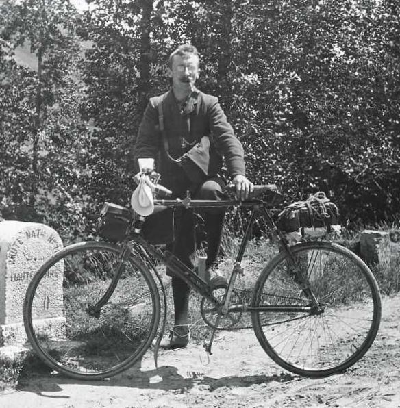 William Fitzwater Wray with his bicycle