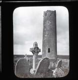 Round tower and Celtic Cross, Clonmacnoise