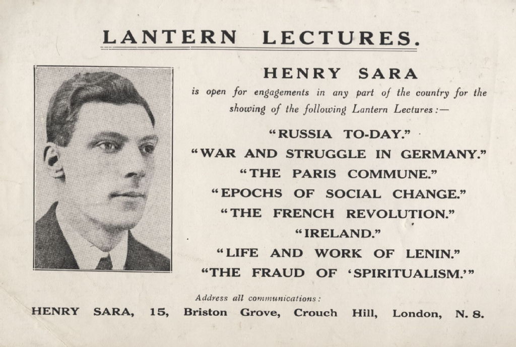 Lantern lectures leaflet promoting talks by Henry Sara