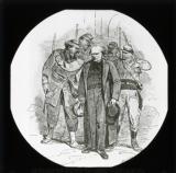 'Types de la Commune: Peloton d'Arrestation (Un Otage)' [illustration from 'Les Communeux 1871. Types, caracteres, costumes' by Bertall]