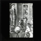 Illustration showing Lenin being greeted at Finland Station, Petrograd, in April 1917, on his return from exile in Switzerland