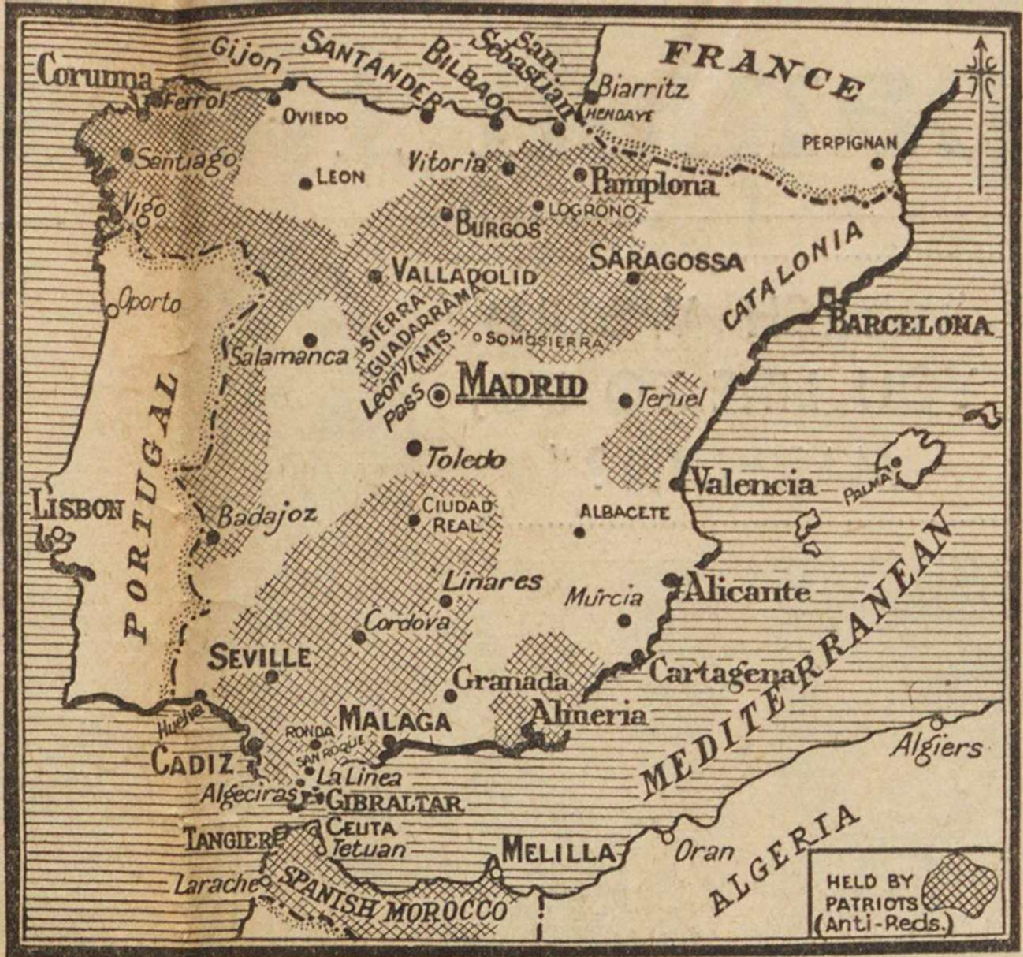 map of spanish civil war