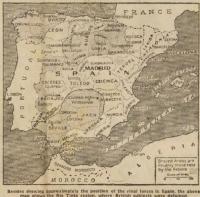 Map of Spain shortly after the coup