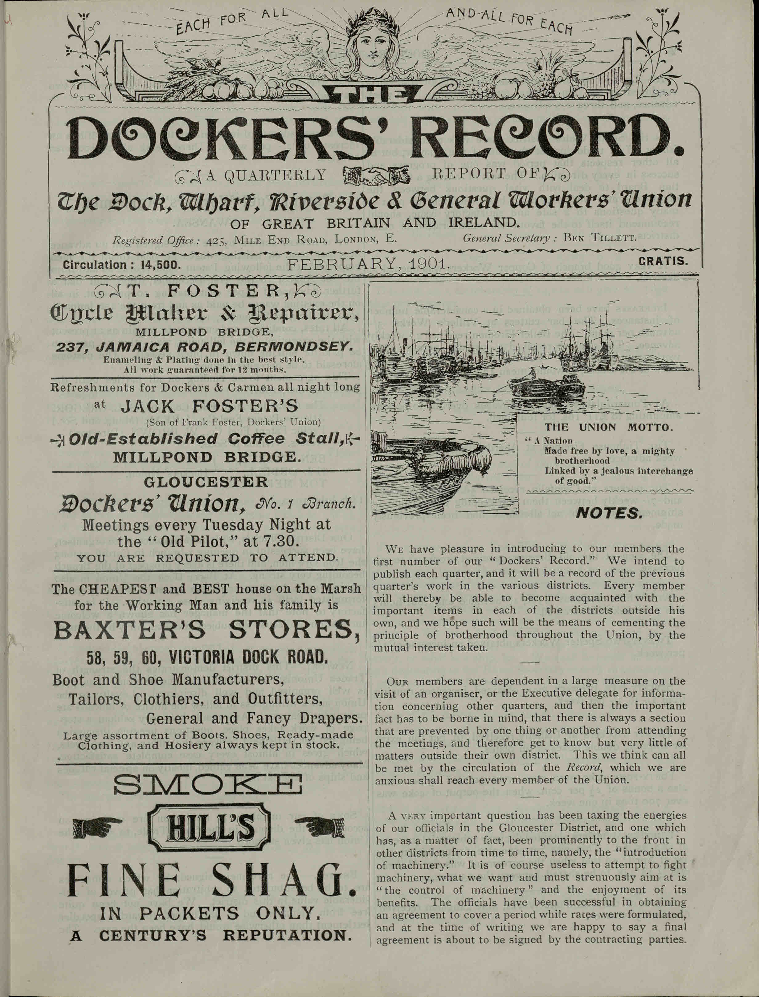 Front cover of the first issue of The Dockers Record
