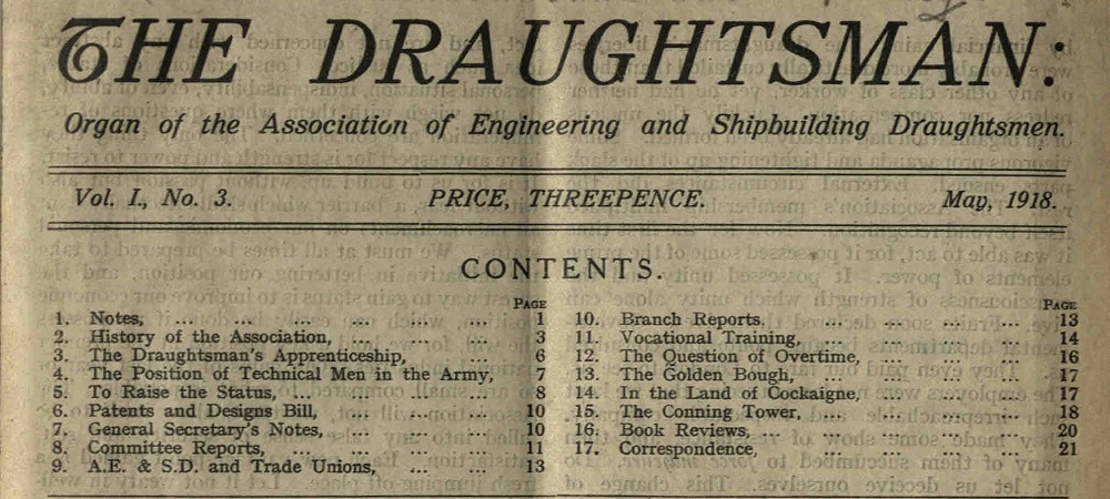 Header of The Draughtsman, showing the title of the publication