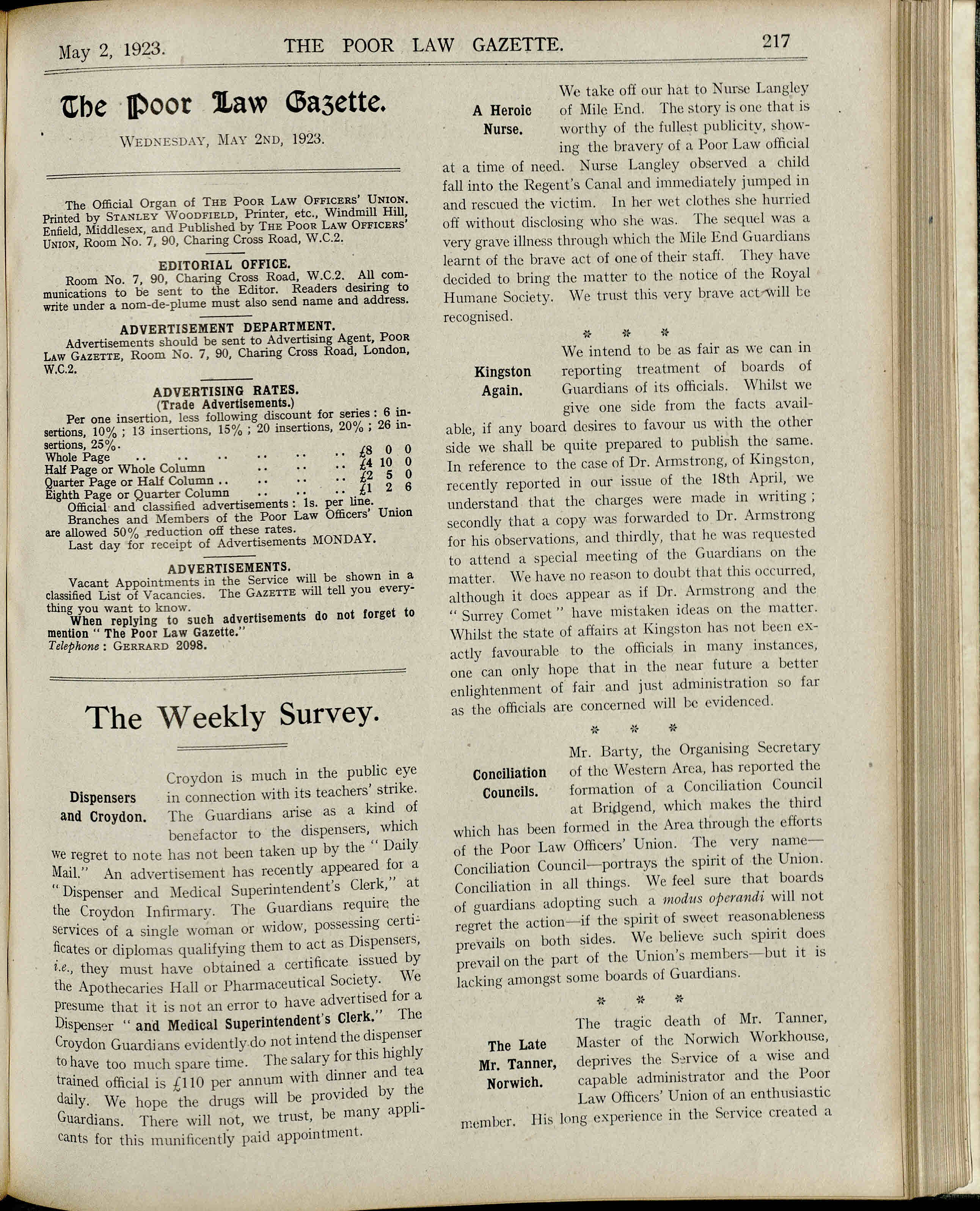 Page from the Poor Law Gazette