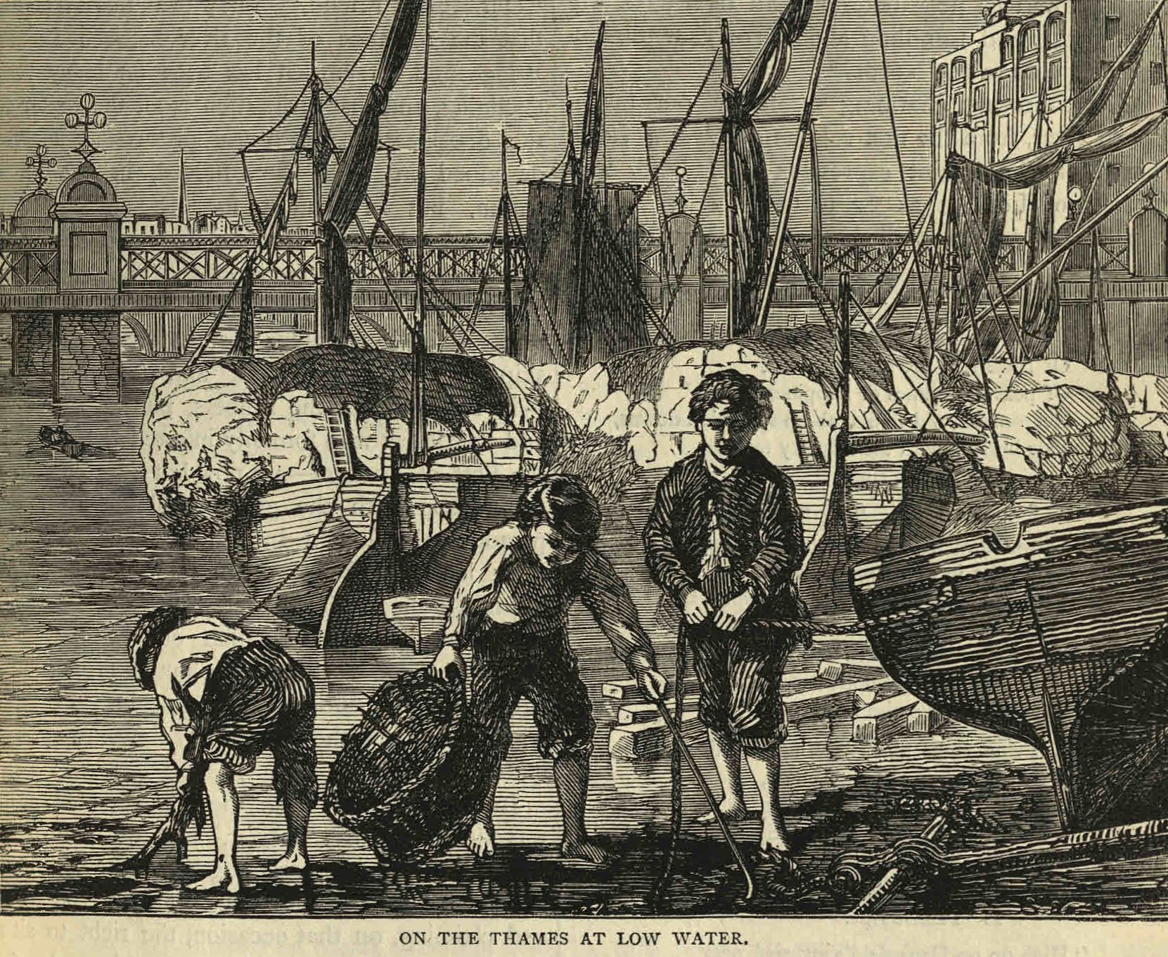 On the Thames at low water, from 'Old and New London', vol.3, [1878?]