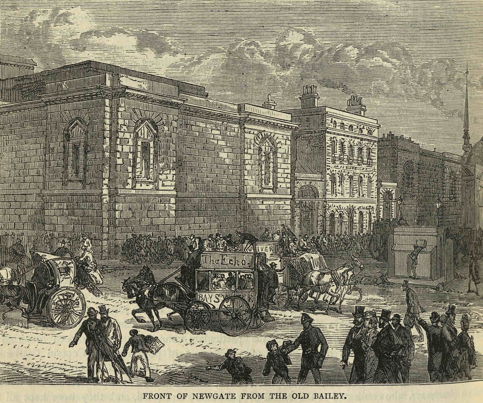 Front of Newgate from the Old Bailey, from 'Old and New London', vol.2, [1878?]
