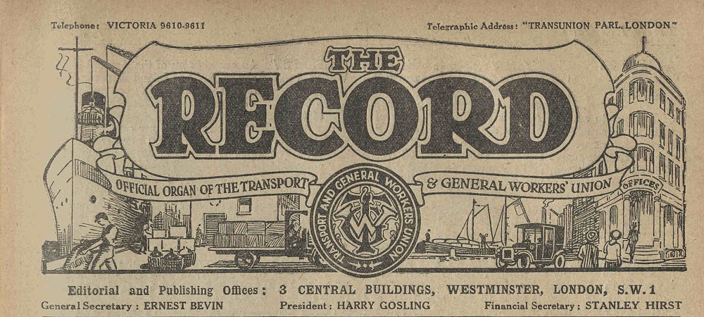 Header of The Record, showing the title of the publication and illustrations of different forms of transport