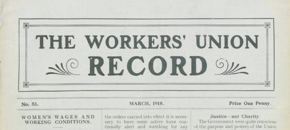 Header of The Workers Union Record, showing the title of the publication