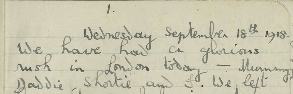Extract from the first page of volume 5 of Eileen Younghusband's diary