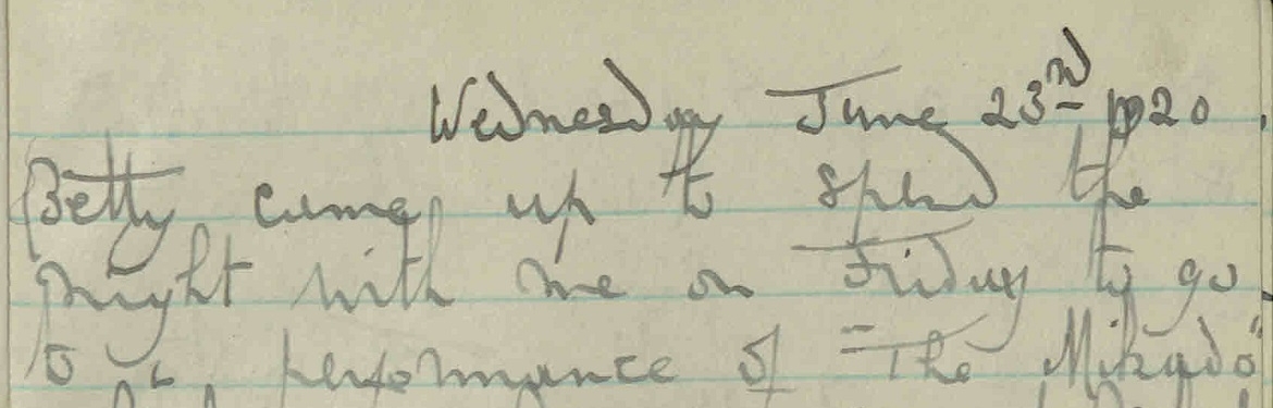 Extract from vol.9 of Eileen Younghusband's diaries