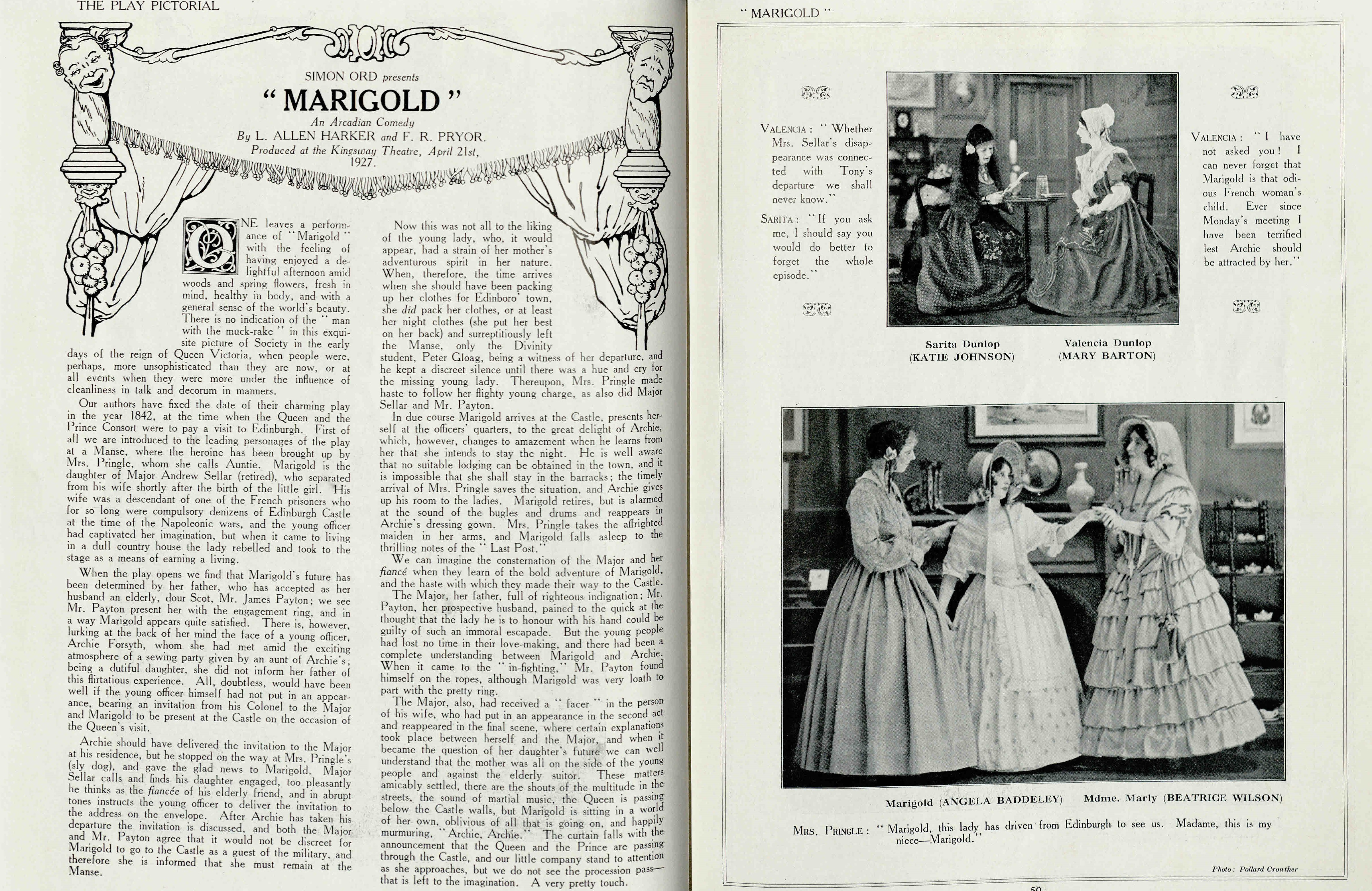 Information about Marigold, with photographs of some scenes