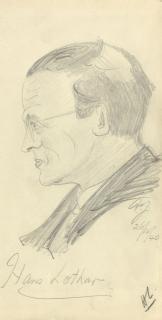 Sketch by A P Young of Hans Lothar, 1940 (part of MSS.242/MI/8x)