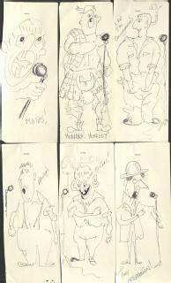 Cartoons  of speakers at Transport and General Workers' Union Biennial Delegate Conference, 1961 (Frank Cousins papers:  MSS.282/12/18)