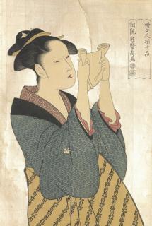 Print of 'A beauty reading a letter’, pen and ink drawing by Japanese artitst Kitagawa Utamaro, c1792 (Shipping Federation archive: MSS.367/TSF/7/DR/6)