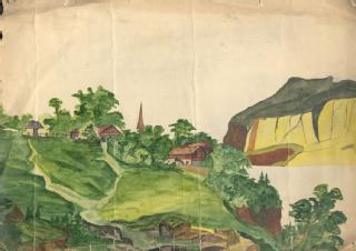 Painting of landscape by W H Stokes (in MSS.289/14/3)