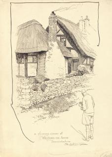 Drawing by Frank Patterson of chimney corner at Welford-on-Avon (Cyclists' Touring Club archive: MSS.328/C/12/6/5/33)