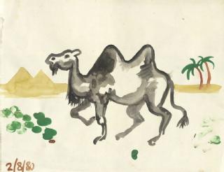 Anonymous painting of camel, 1980 (Jack Jones papers: in 625/4/18)