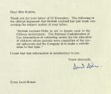 Letter from Lord Stokes to Margaret Stanton explaining British Leyland's 'gift' to the junta