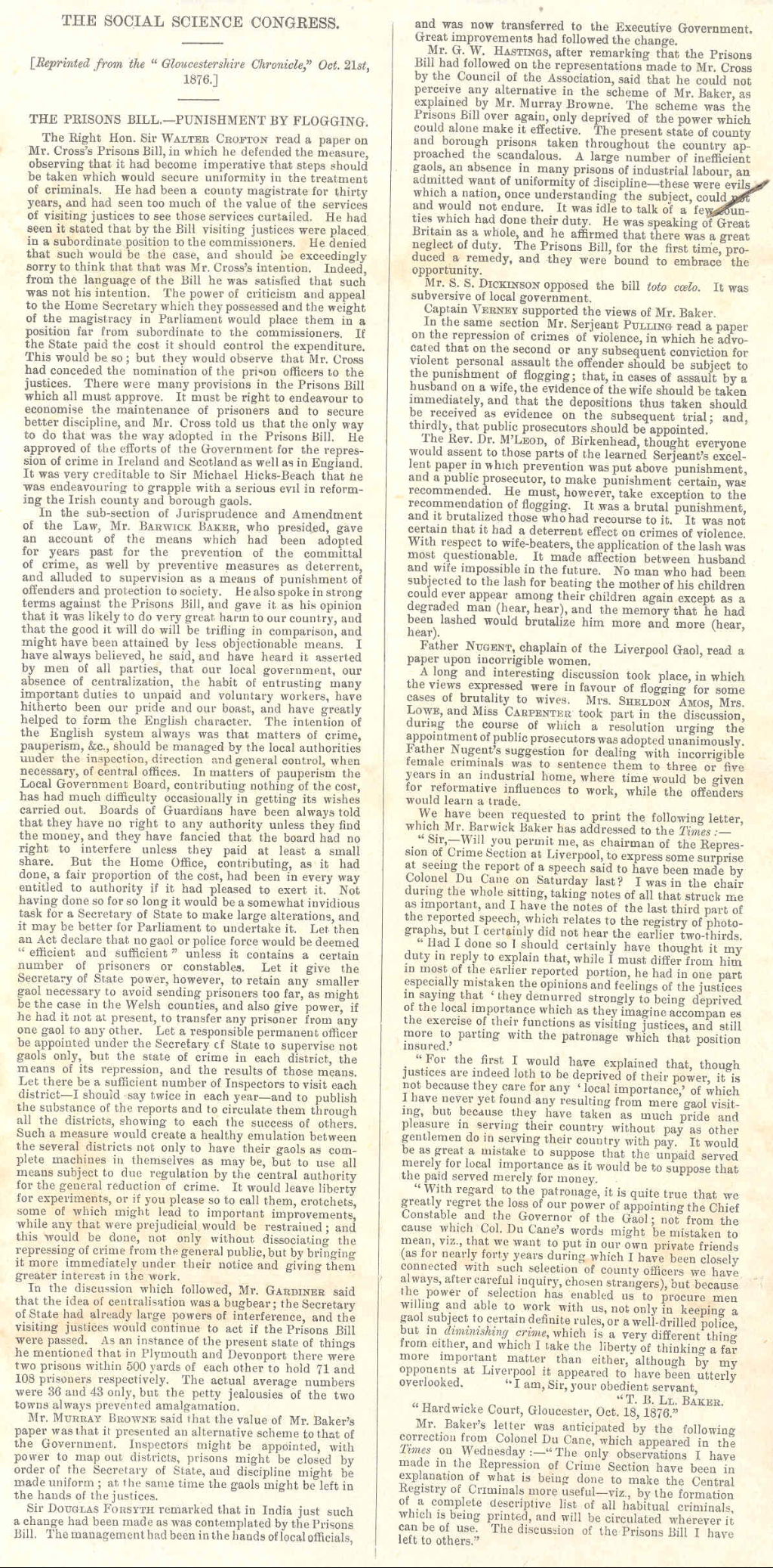 Report on the Social Science Congress, 1876