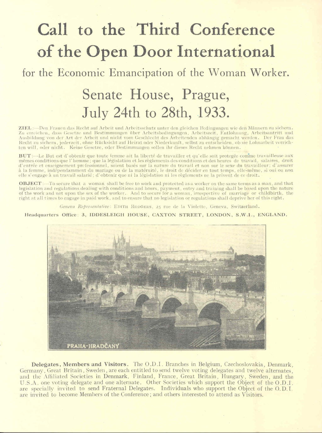 Cover of 'Call to the Third Conference of the Open Door International for the Economic Emancipation of the Woman Worker'