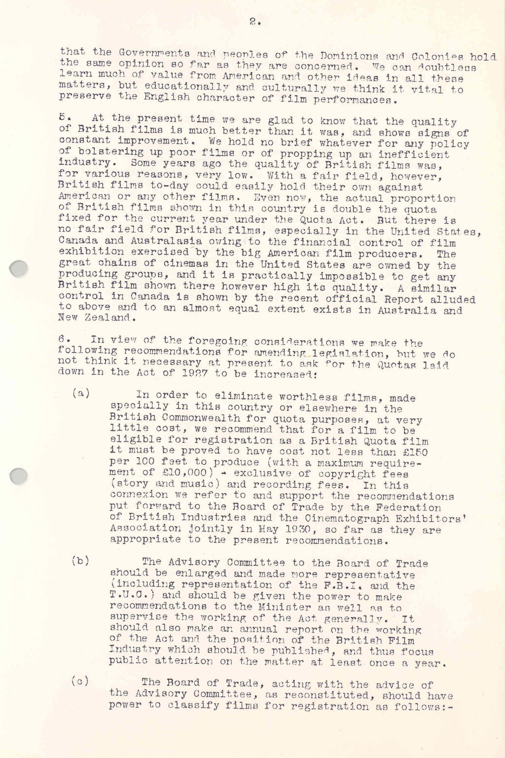 Memorandum on the state of the British film industry, 1932