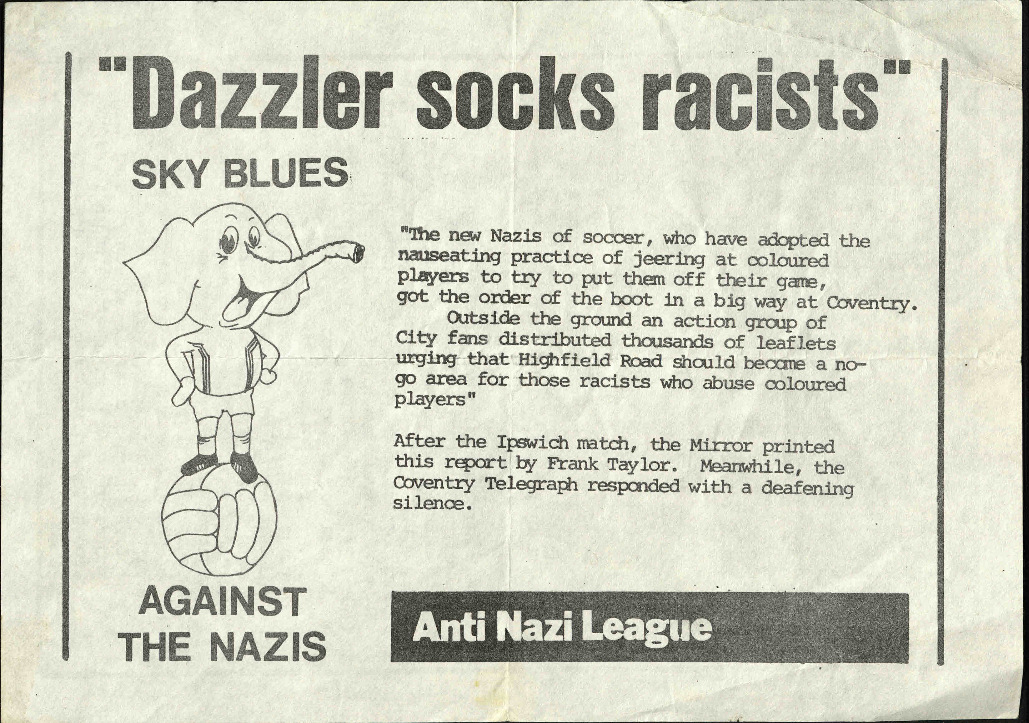 Anti-racist leaflet aimed at Coventry City fans