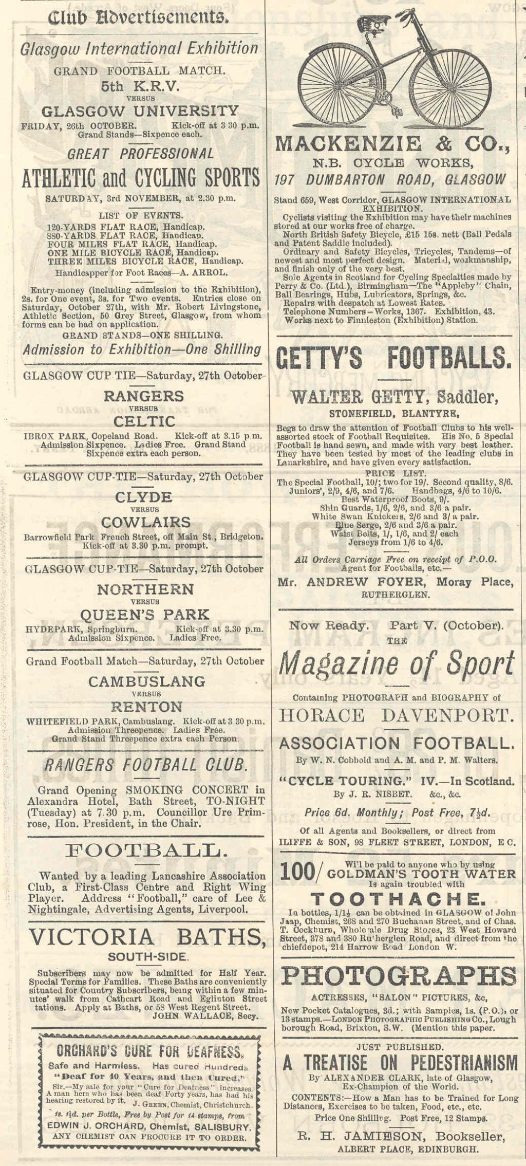 Club adverts in the Scottish press, 1888