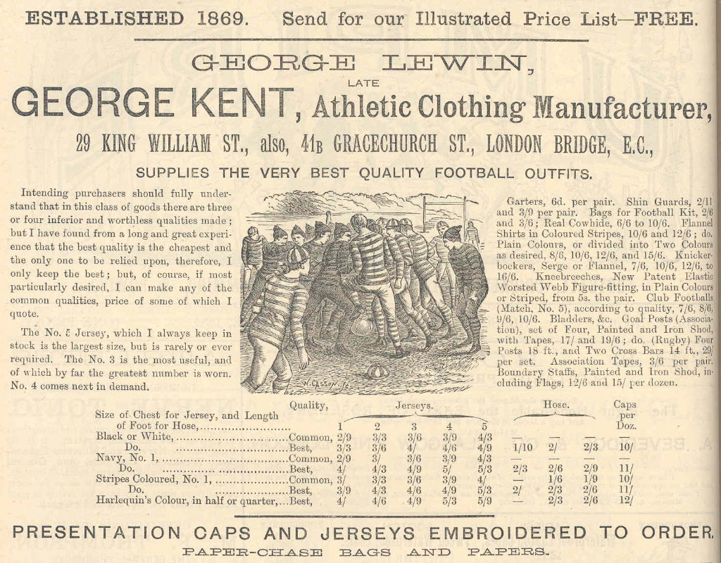 Advertisement for George Lewin, athletic clothing manufacturer
