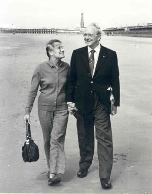 Jack and Evelyn Jones at Blackpool in a break from the TUC Conference, 1977