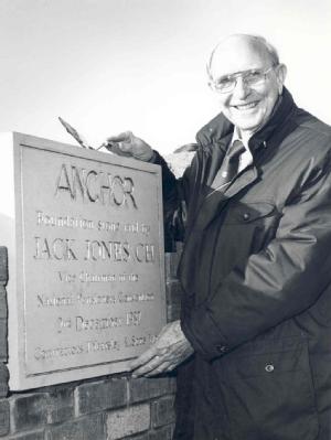 Jack Jones lays a foundation stone as vice-chairman of the NPC, 2 December 1987