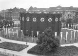 Olympic decorations in Adolf Hitler Platz, Berlin, 25 July 1936