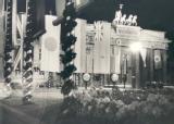 Brandenburg Gate, Berlin, at night: Decorated for the 1936 Olympic Games