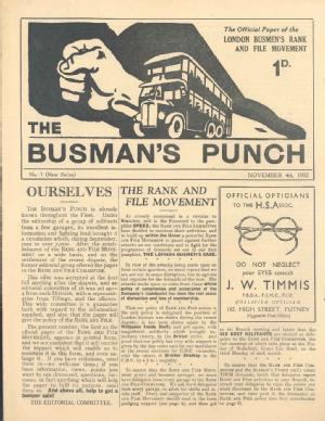 First issue of 'The Busman's Punch' (New Series), 4 November 1932, newspaper of the London Busmen's Rank and File Movement