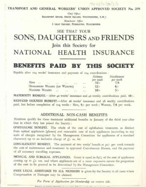 Recruitment handbill and application form for the Transport and General Workers' Union Approved Society, [c.1939]