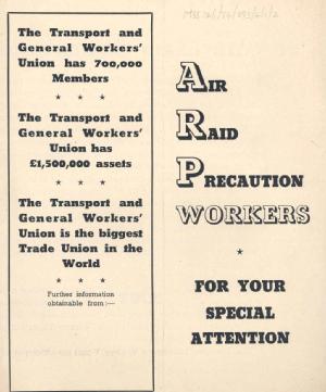 Recruitment leaflet, 'Air Raid Precaution Workers: For Your Special Attention', 1940s