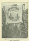 [1918] The General Secretary unfurling two banners at Sudbury