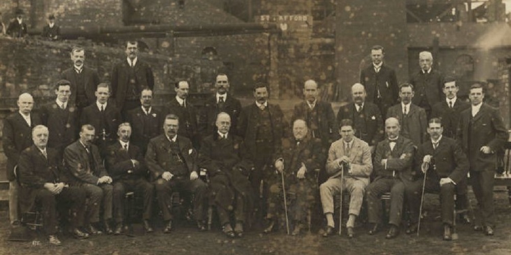 Group photograph of miners' representatives.
