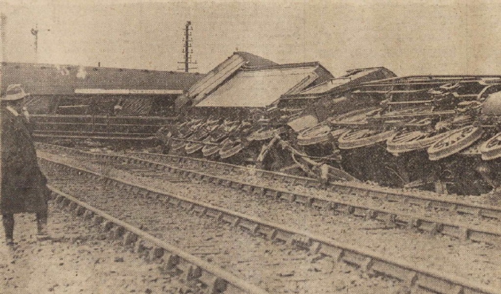 The 'Flying Scotsman' train, derailed.