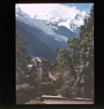 View of mountains and glacier from Chamonix