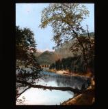 Lake and forests with mountain in background
