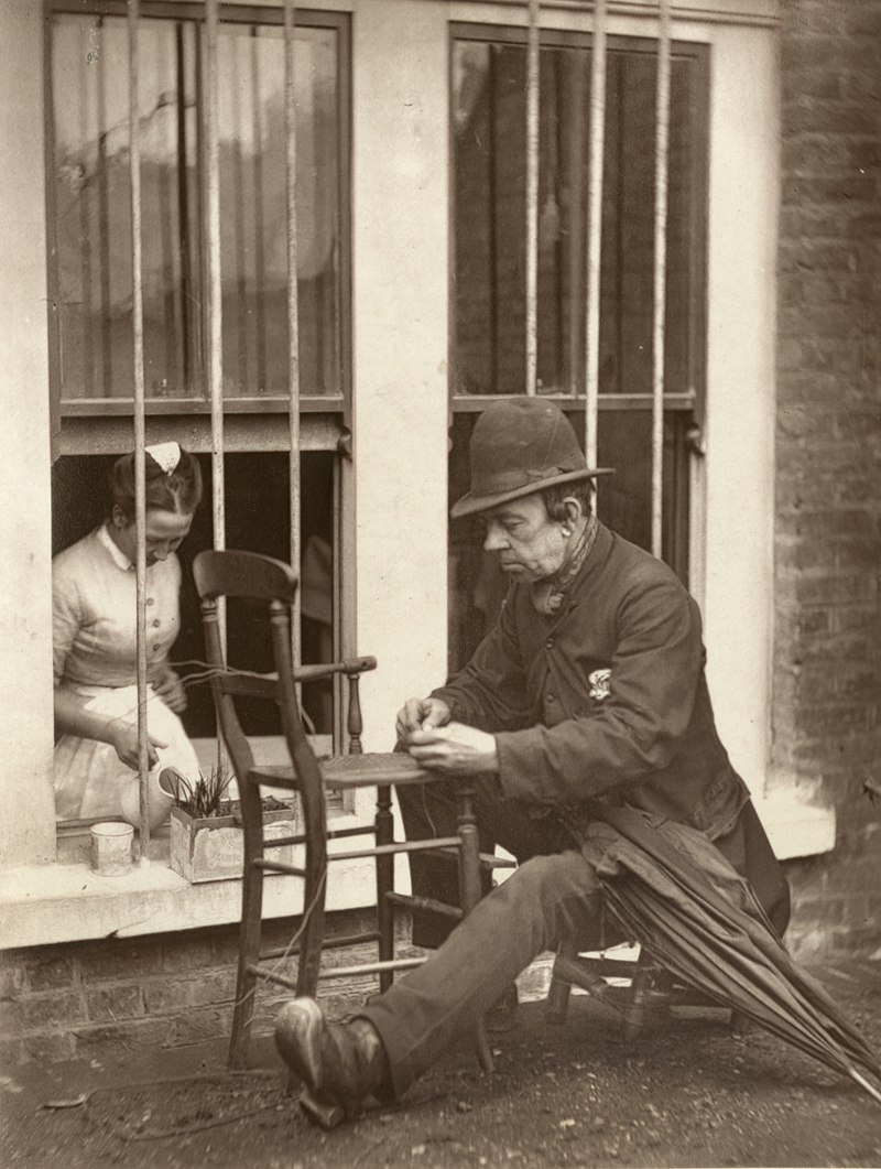 Caney the Clown, umbrella and chair mender, from 'Street Life in London', 1877