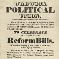 Extract from Warwick Political Union leaflet about the Reform Bill