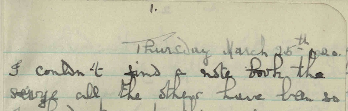 Extract from vol. 8 of Eileen Younghusband's diaries