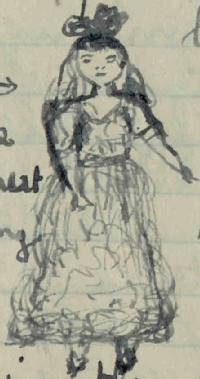 Drawing of Eileen in a dress